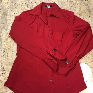 Express Essentials Red Button Up Shirt - SM